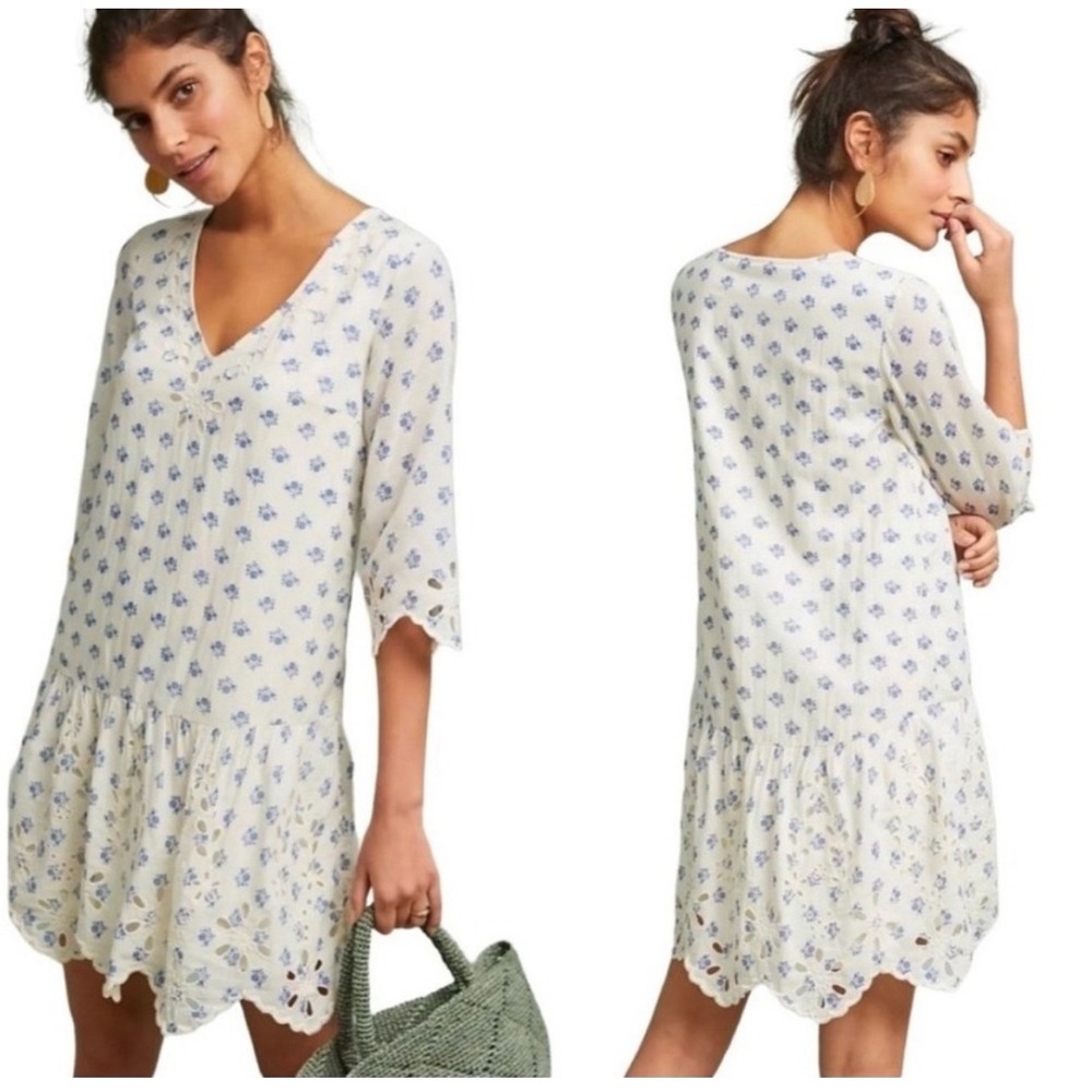 Meadow Rue‎ Anthropologie Floral Eyelet Dress Womens maybe Size XS/S